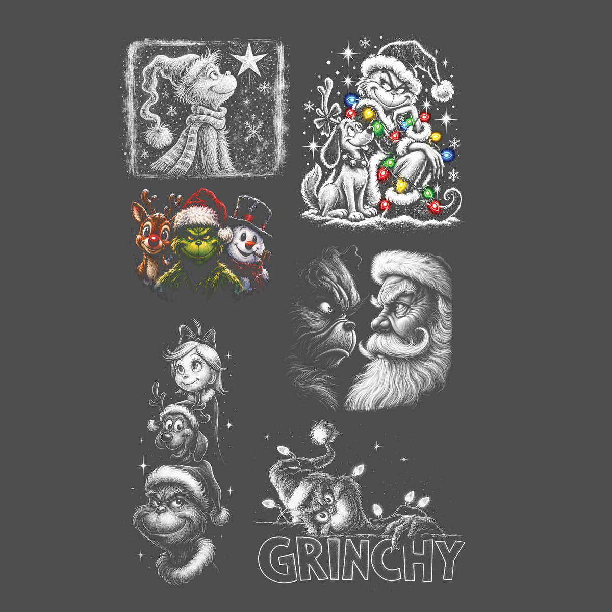 Sorta Merry Sorta Grumpy Christmas DTF Gang Sheet 22.5" x 63" – Ready to Press Heat Transfers