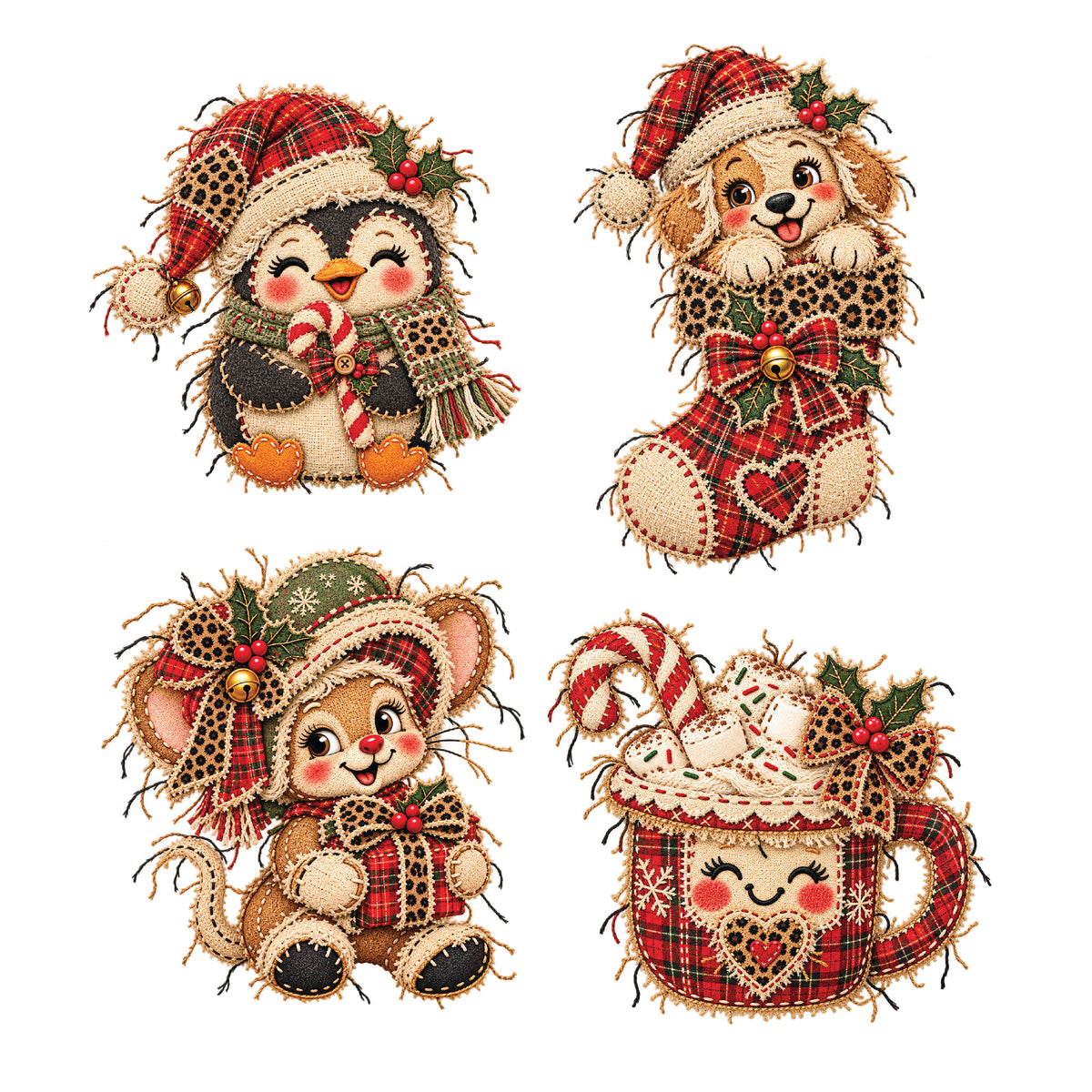 Plaid Patchwork Christmas DTF Gang Sheet 22.5" x 60" – Ready to Press Heat Transfers