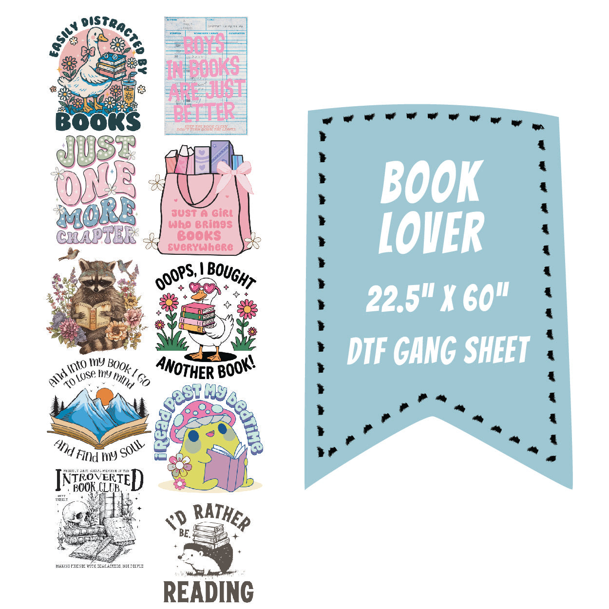 Book Lover DTF Gang Sheet 22.5x60"