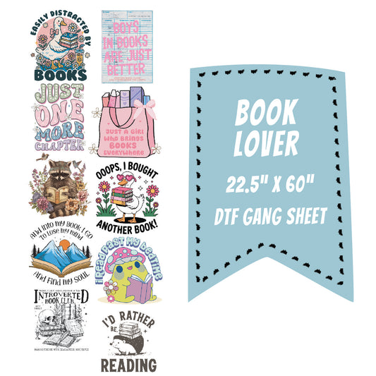 Book Lover DTF Gang Sheet 22.5x60"