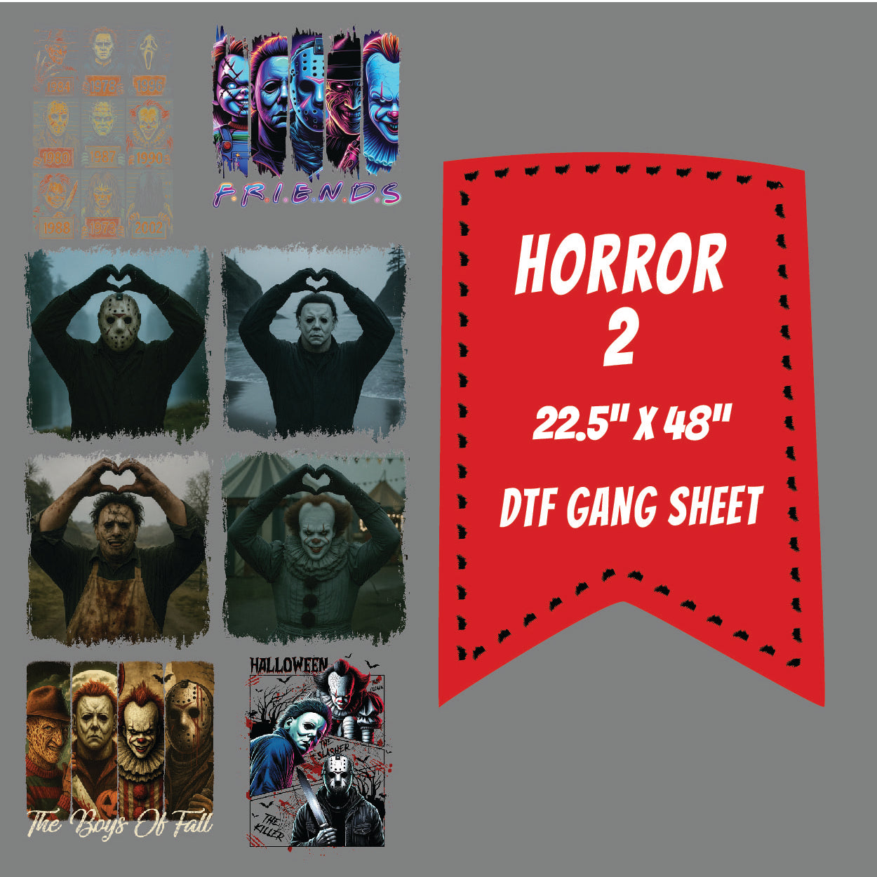 Horror 2 DTF Gang Sheet 22.5x48"