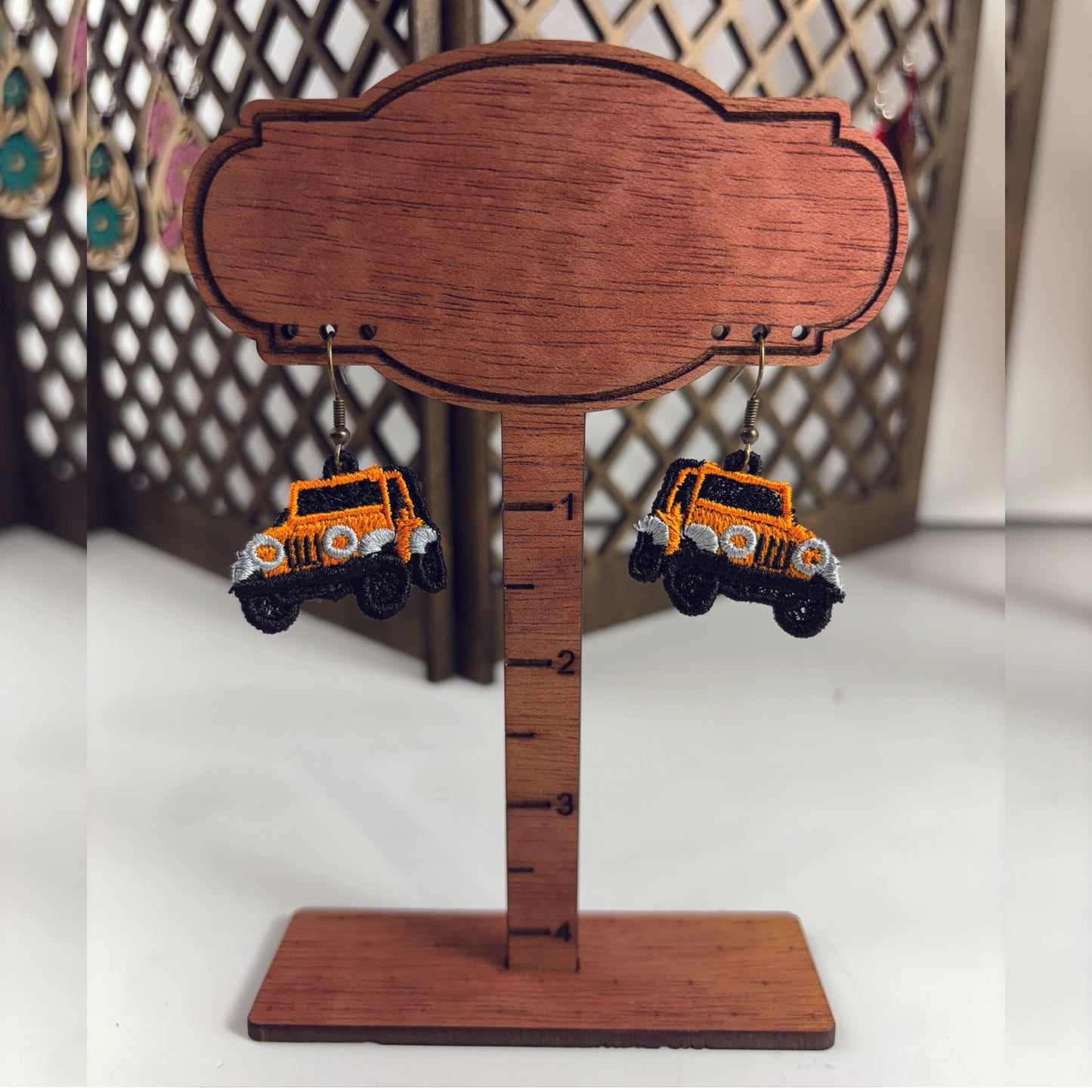 Jeep Earrings - Embroidered