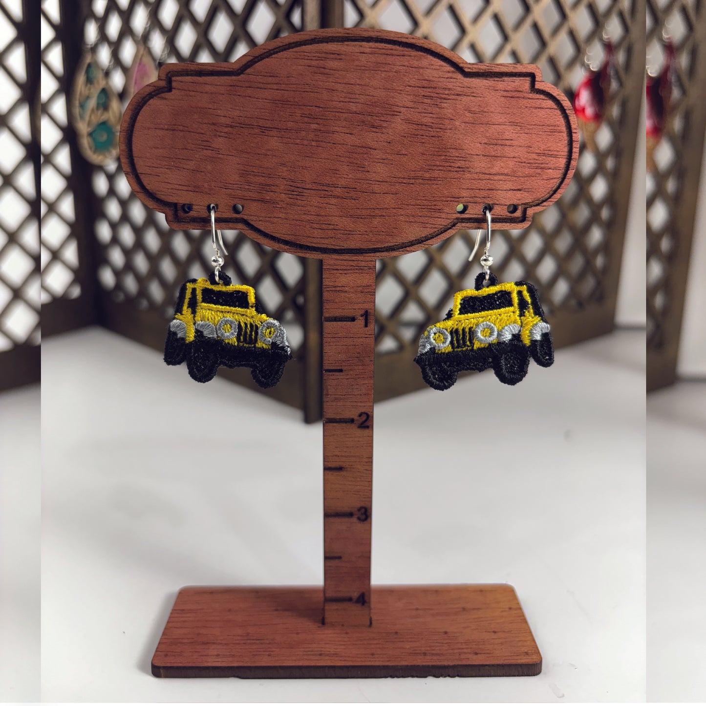 Jeep Earrings - Embroidered