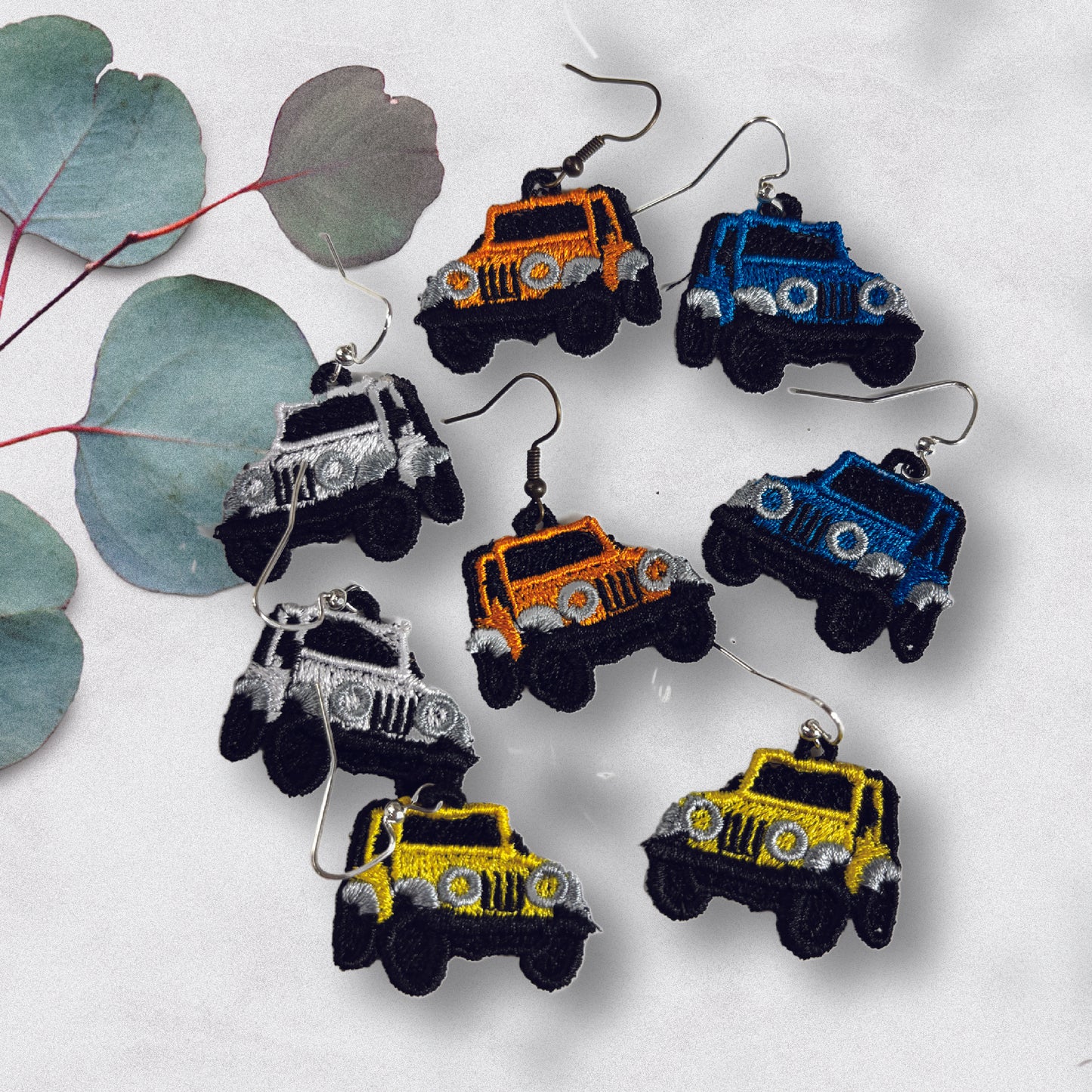 Jeep Earrings - Embroidered