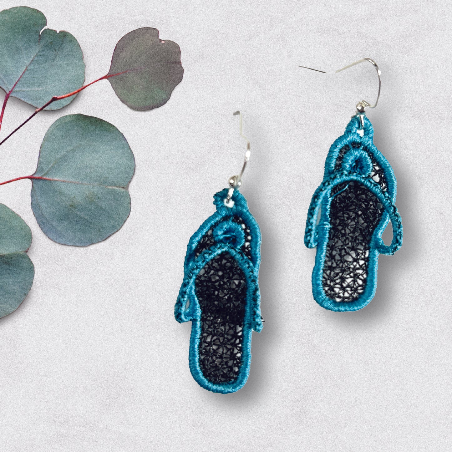 Flip Flop Earrings - Embroidered