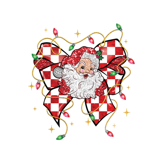 Checkered Bow Red Santa Digital Design