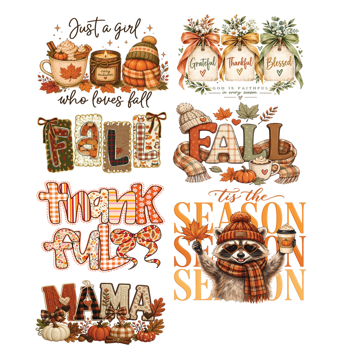 Fall 1 DTF Gang Sheet 22.5" x 60" – Ready to Press Heat Transfers