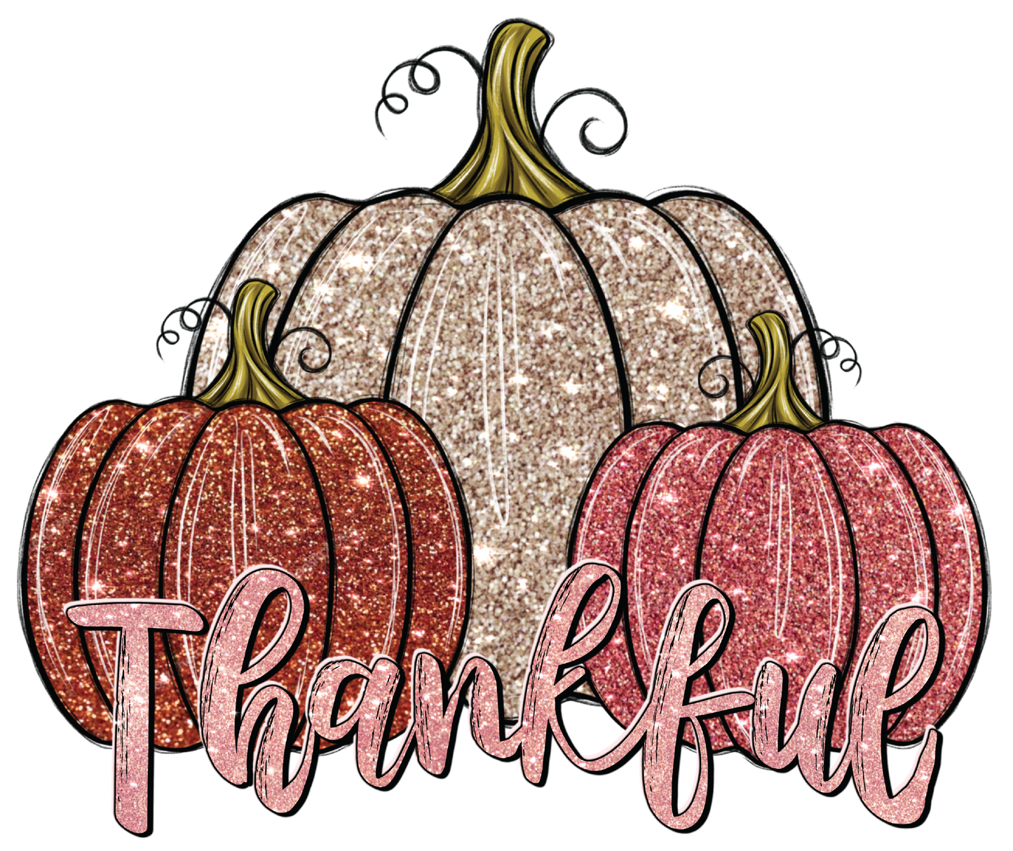 Faux Glitter Thankful Pumpkins