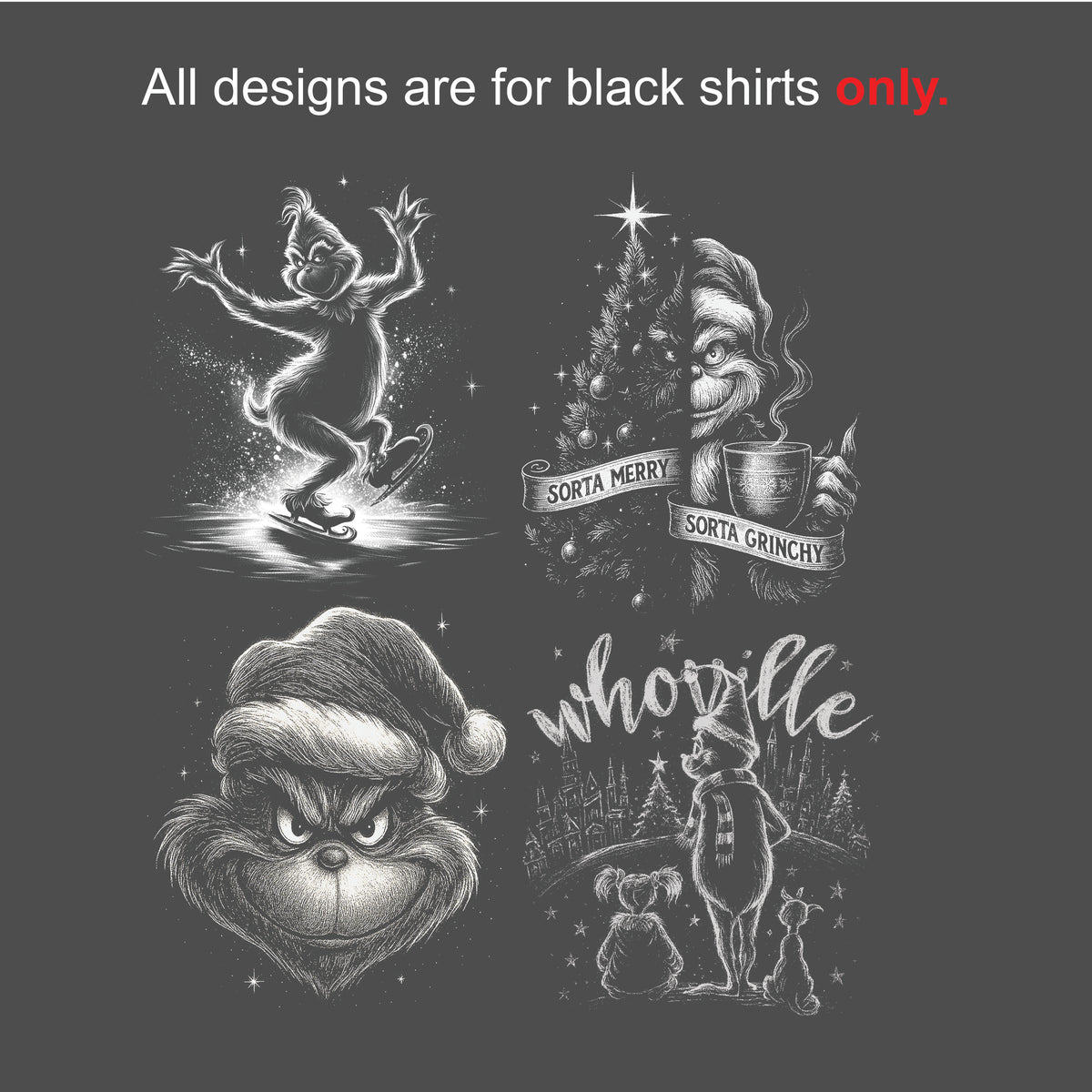 Sorta Merry Sorta Grumpy Christmas DTF Gang Sheet 22.5" x 63" – Ready to Press Heat Transfers