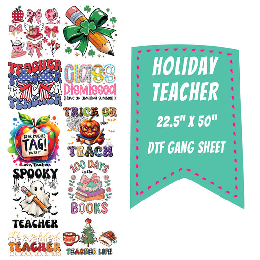 Holiday Teacher DTF Gang Sheet