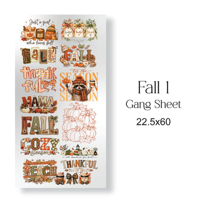 Fall 1 DTF Gang Sheet 22.5" x 60" – Ready to Press Heat Transfers