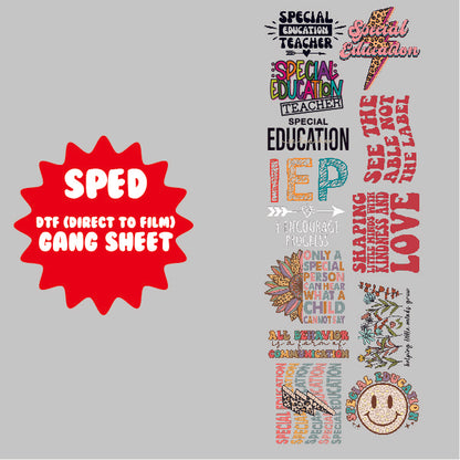 SPED 2 (Special Education) DTF Gang Sheet - 22x61