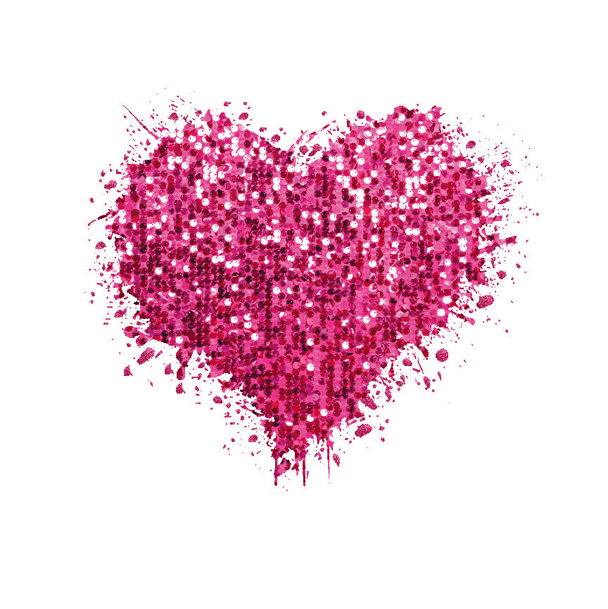 Faux Sequined Pink Heart DTF Transfer