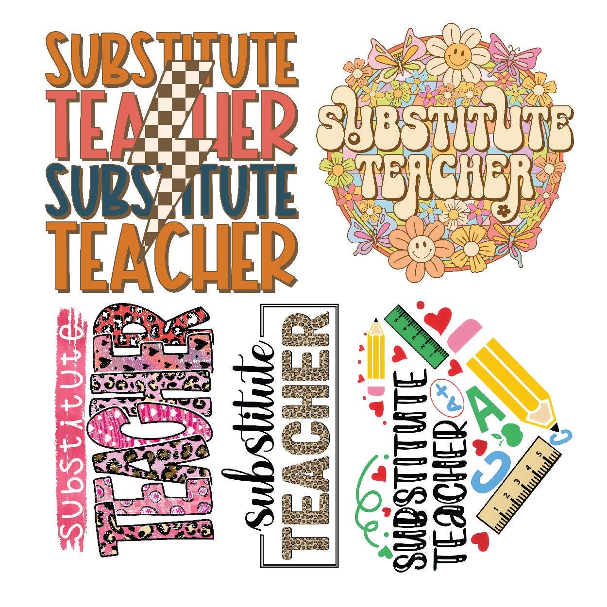 Substitute Teacher DTF Gang Sheet 22.5" x 60"