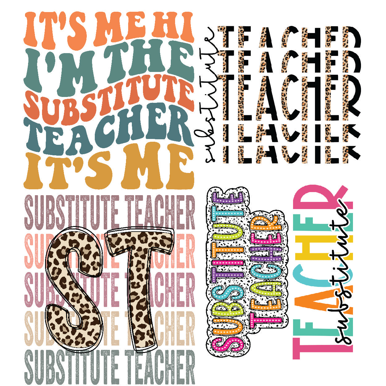 Substitute Teacher DTF Gang Sheet 22.5" x 60"