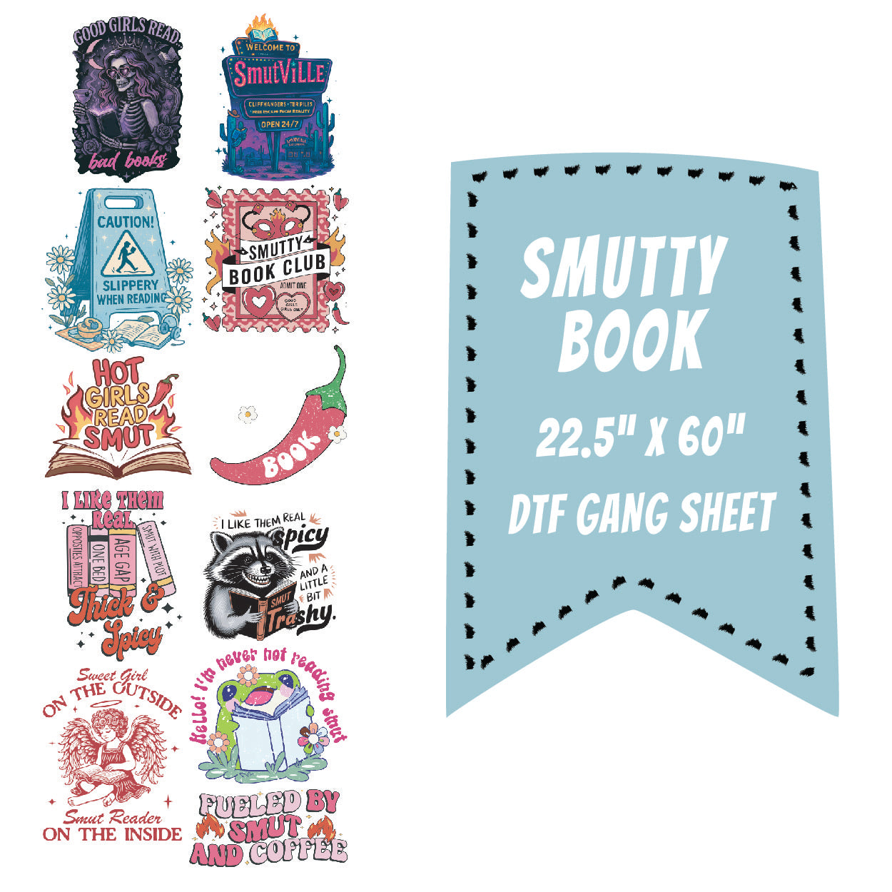 Smutty Book DTF Gang Sheet 22.5x60"