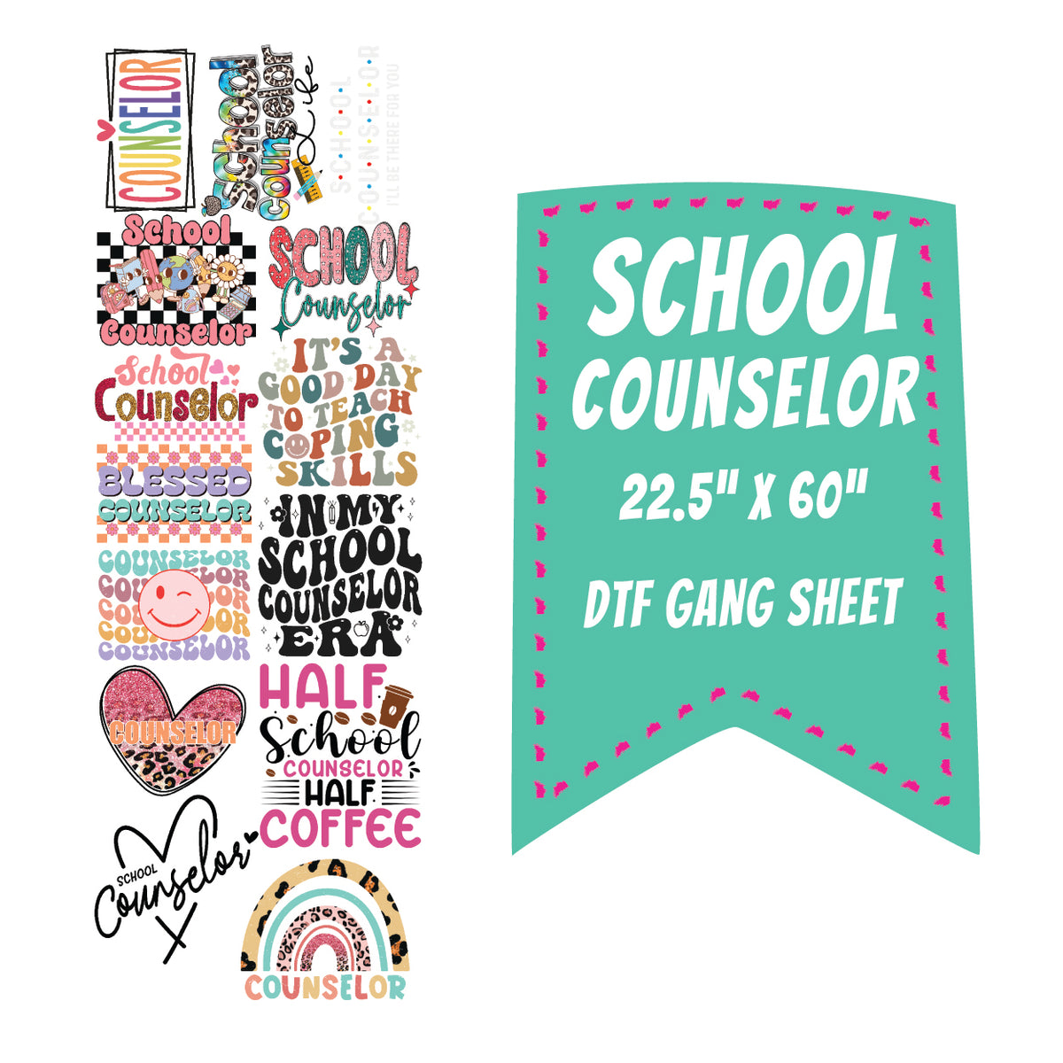 School Counselor DTF Gang Sheet
