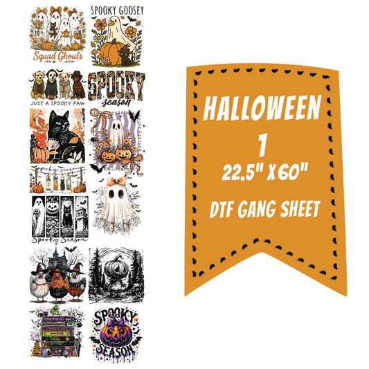 Halloween 1 DTF Gang Sheet 22.5x60" (with 2 Bonus designs)