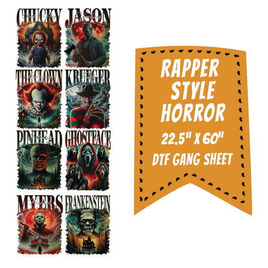 Rapper Style Horror DTF Gang Sheet 22.5x60"