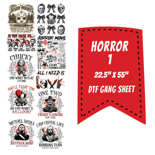 Horror 1 DTF Gang Sheet 22.5x55"