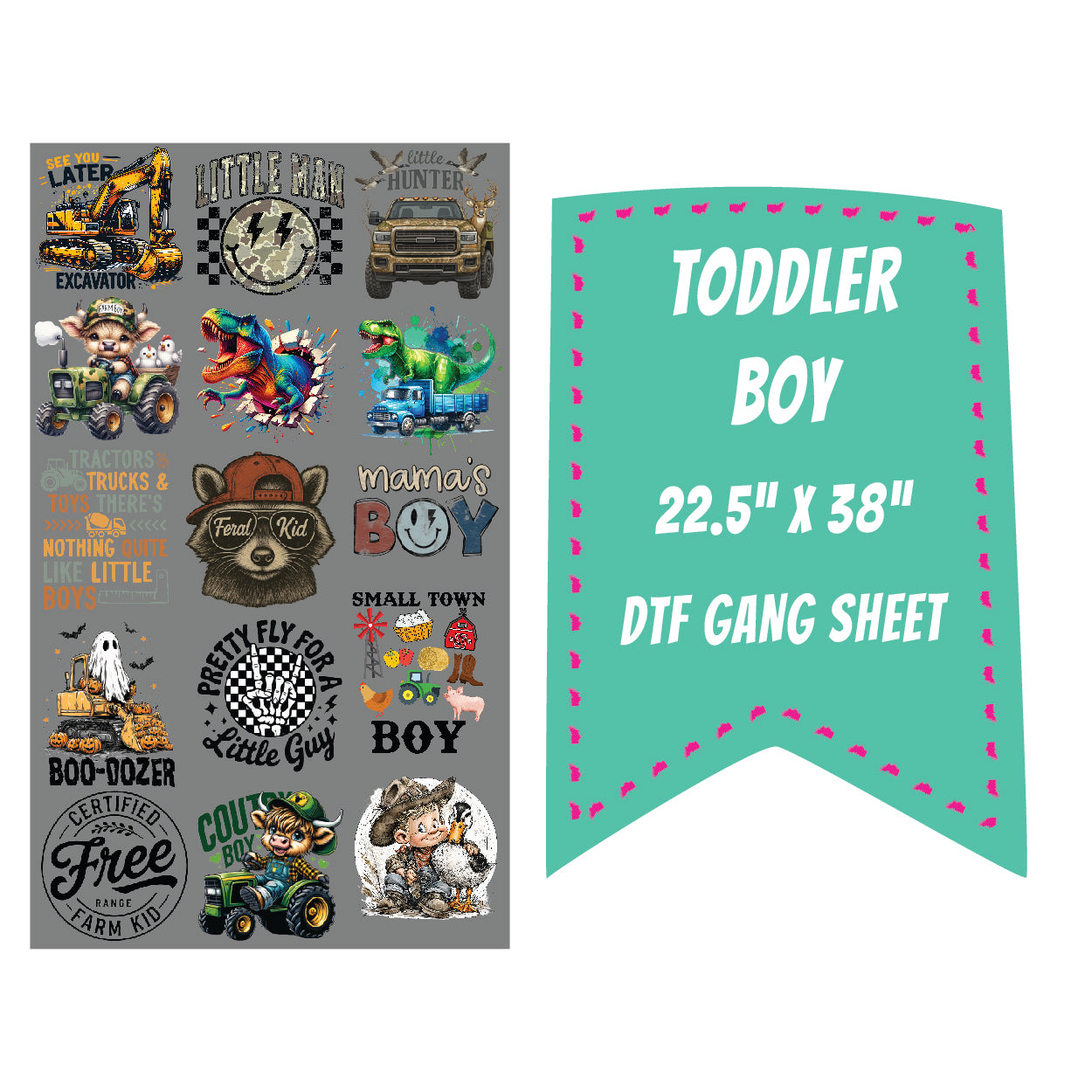Toddler Boy DTF Gang Sheet - 22"x38"