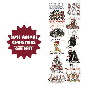 Cute Animal Christmas Gang Sheet