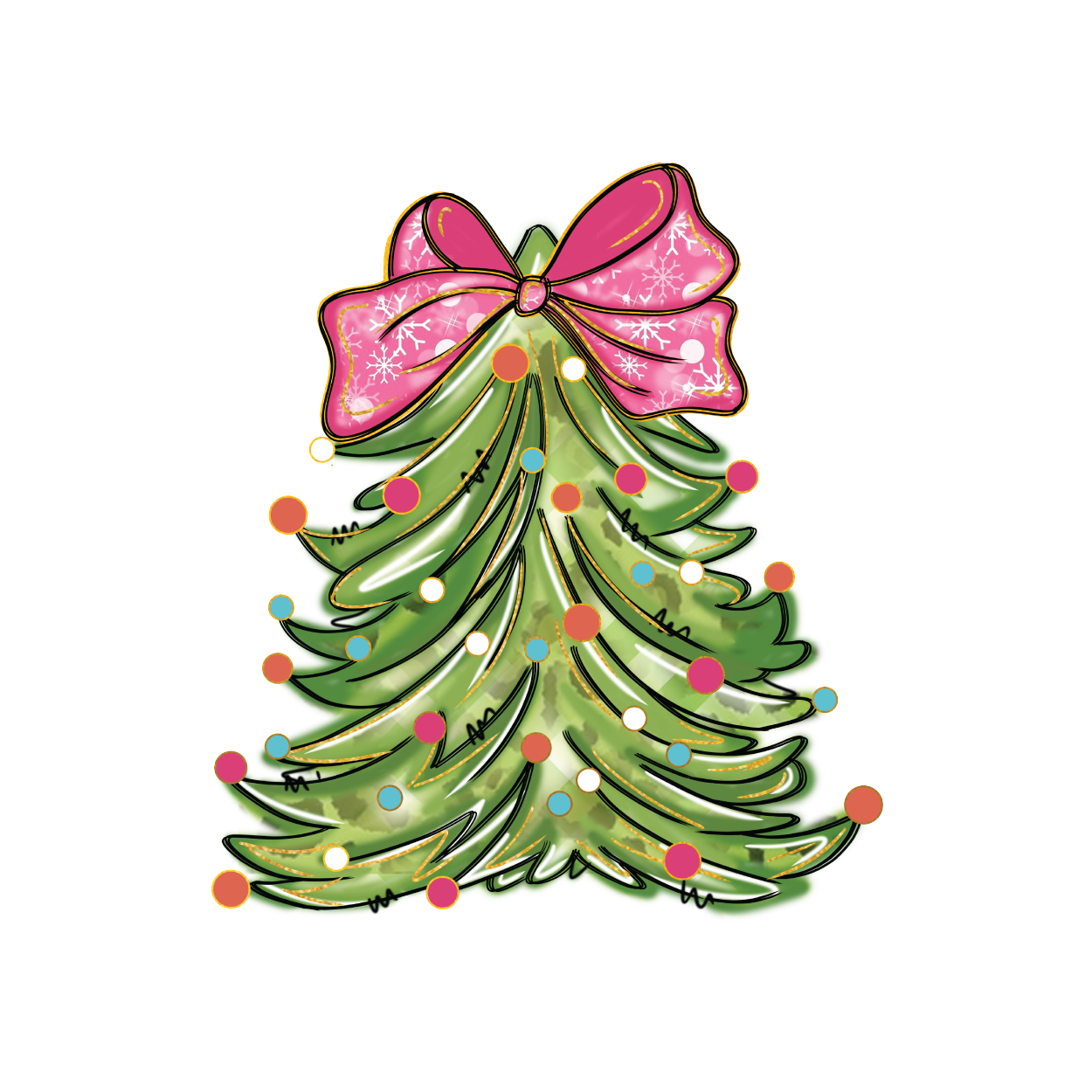 Watercolor Christmas Tree Digital Design