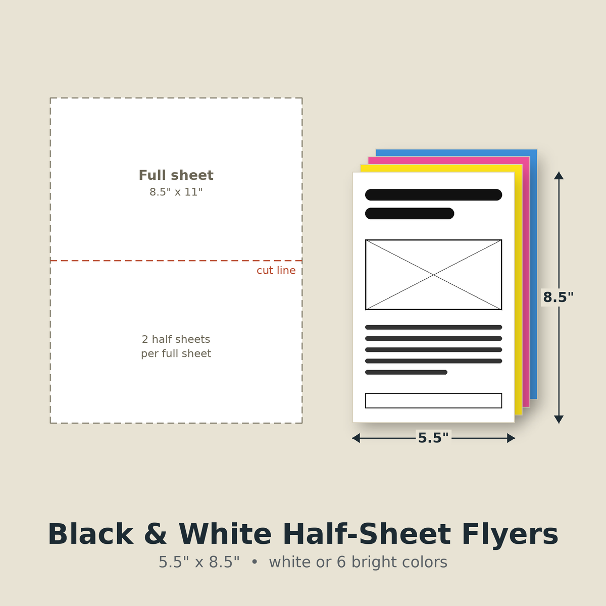 Black & White Half-Sheet Flyers – 5.5 x 8.5