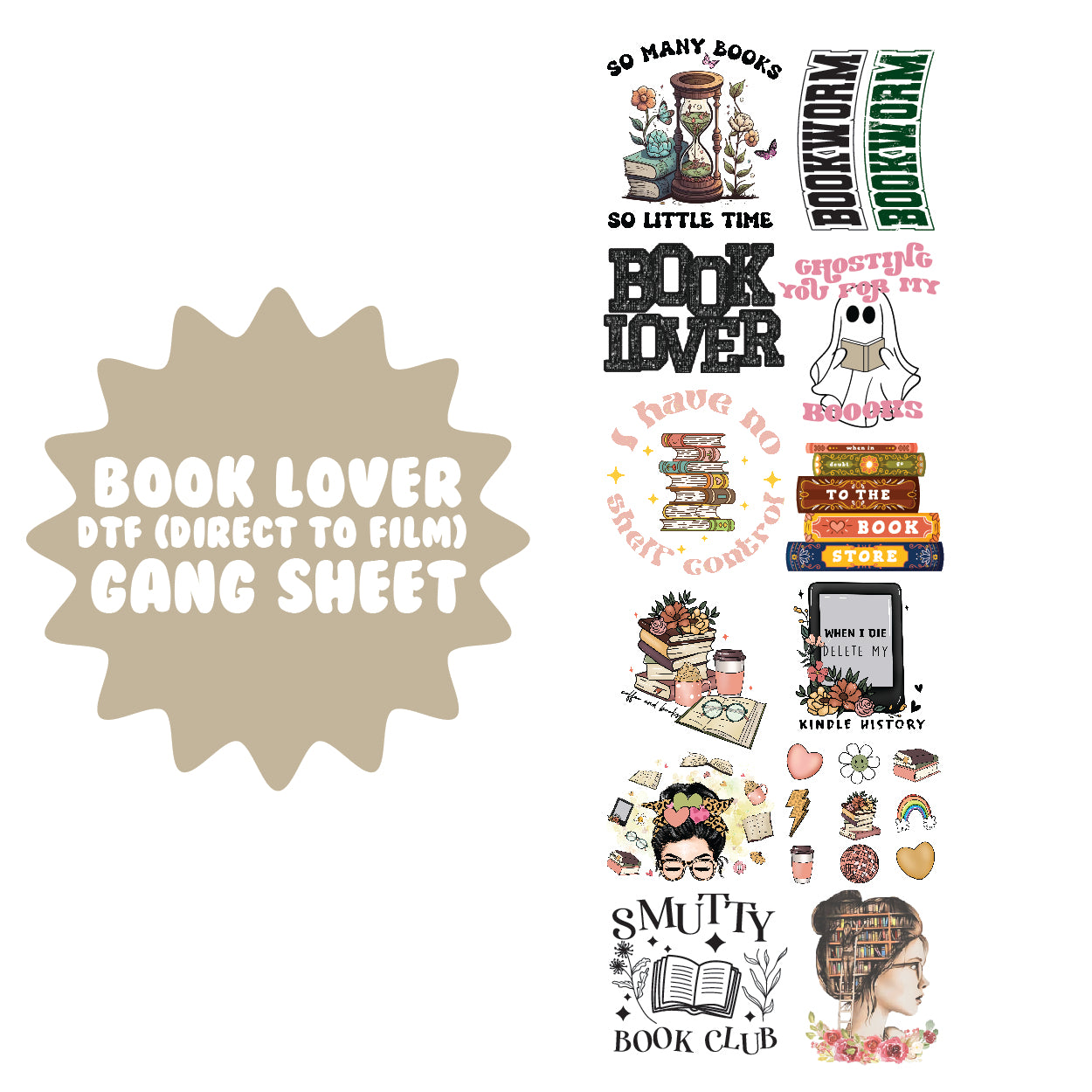 Book Lover DTF Gang Sheet - 22x64.5