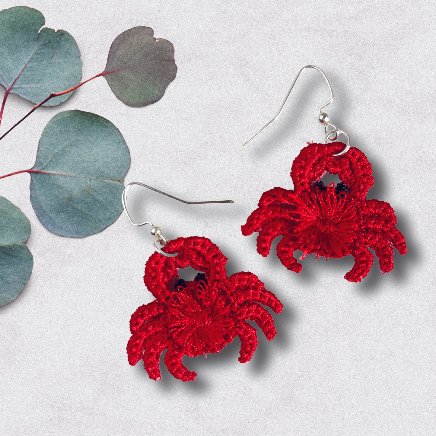 Fringe Crab Earrings  - Embroidered