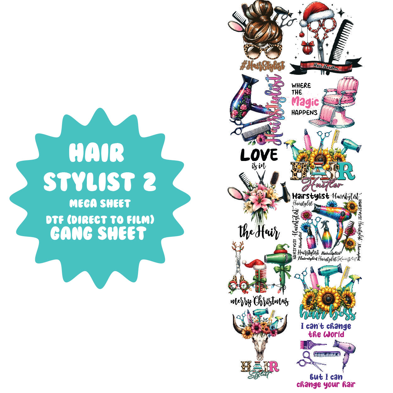 Hair Stylist 2 DTF Gang Sheet - 22x63