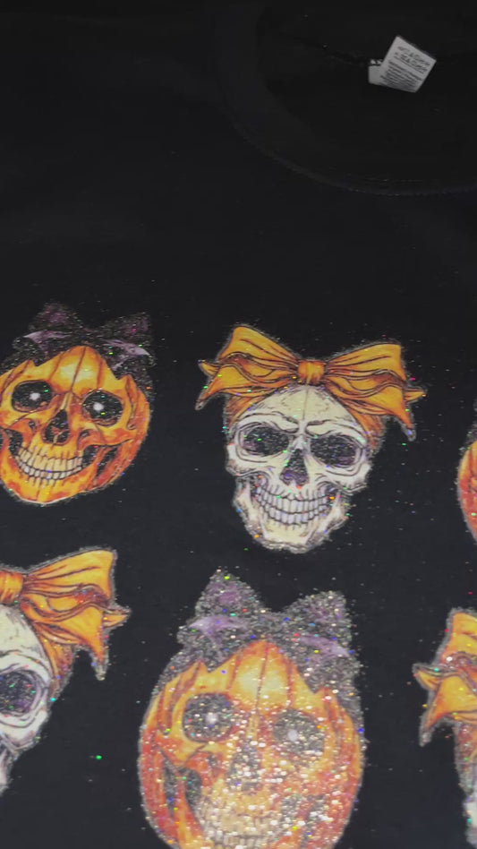 Pumpking and Skulls Glitter Sweatshirt