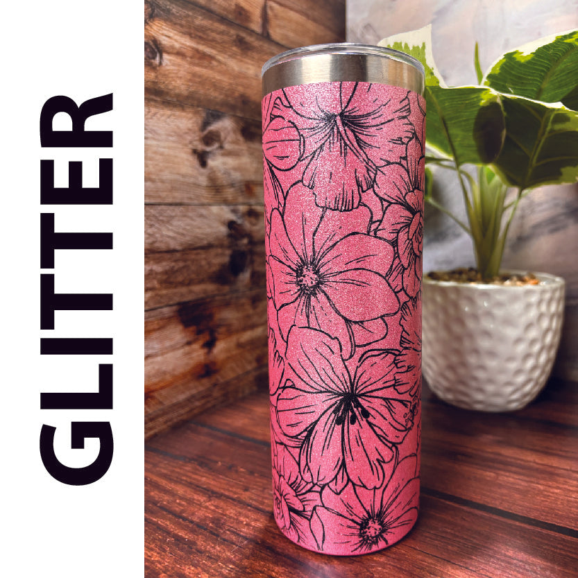 Pink GLITTER Floral - 20oz