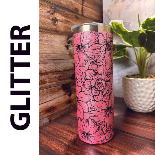 Pink GLITTER Floral - 20oz