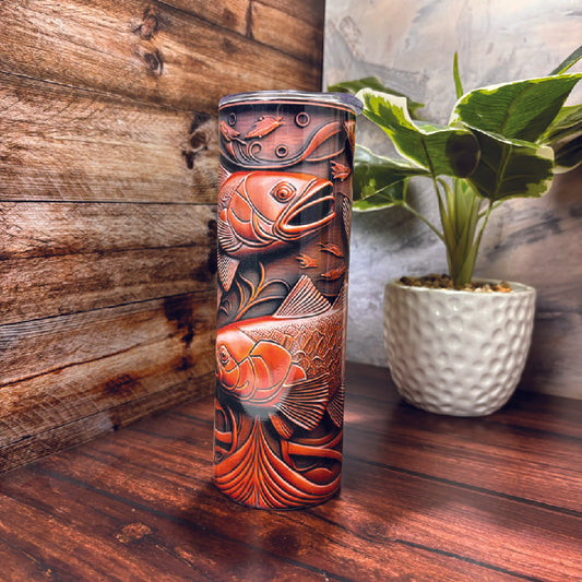 Wooden Fish 3D Carved - 20oz Tumbler